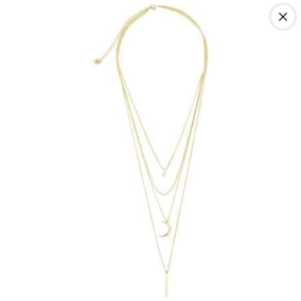 Sterling Forever Crescent & Bar Multi Layer Necklace in 14K Gold Plate
